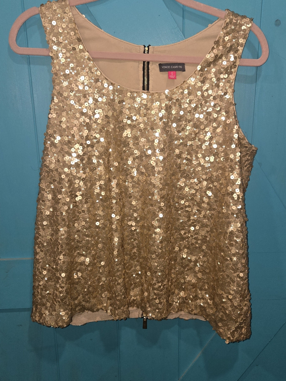 Vince Camuto Gold Sequin Sleeveless Top